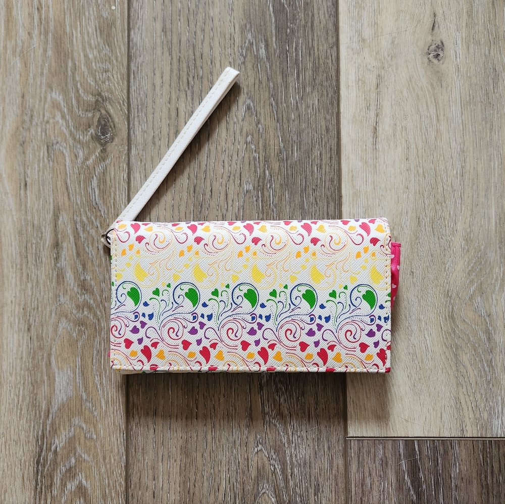 Rainbow Hearts Wristlet Purse